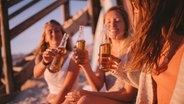 Junge Menschen trinken zusammen am Strand Bier. © photocase Foto: criene