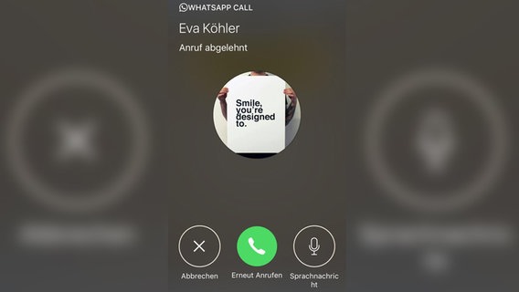 Bei abgelehnten WhatsApp-Anrufen kann man jetzt mit nur einem Klick Sprachnachrichten senden. © N-JOY Foto: Screenshot